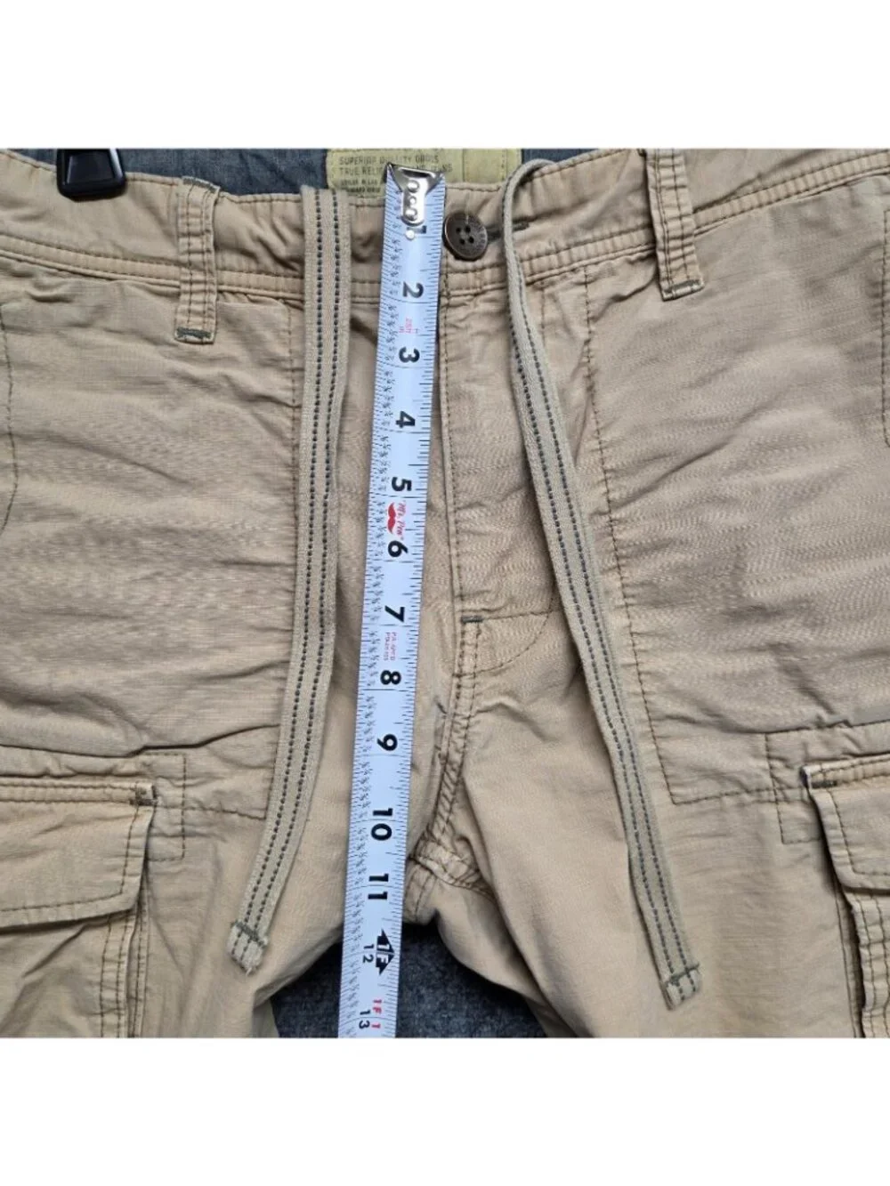 True Religion Shorts Mens 29 Brown Cargo Trooper Distressed MISSING BUTTON